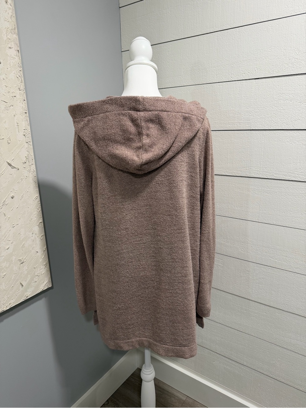 Barefoot Dreams Hooded Open-Front Cardigan - Light Brown - Picture 4 of 7